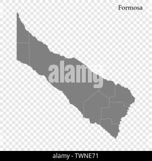 Alta qualità mappa di Formosa è una provincia argentina con i confini dei reparti Illustrazione Vettoriale