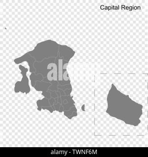 Alta qualità mappa della regione centrale è una regione della Danimarca, con confini dei comuni Illustrazione Vettoriale