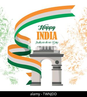 Felice india Independence Day card Illustrazione Vettoriale