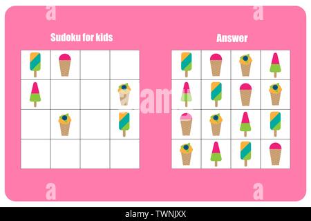 SVG, Vettoriale - Sudoku Per Bambini. Gioco Per Bambini In Età Prescolare,  Logica Di Allenamento. Foglio Di Lavoro Per Bambini.. Image 105807534