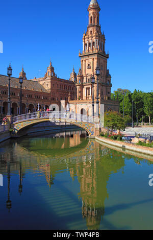 Spagna; Andalusia; Siviglia; Plaza de Espana, Foto Stock