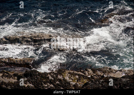 Decimato la parete del porto, PORT ERIN, Isola di Man e Isole britanniche Foto Stock