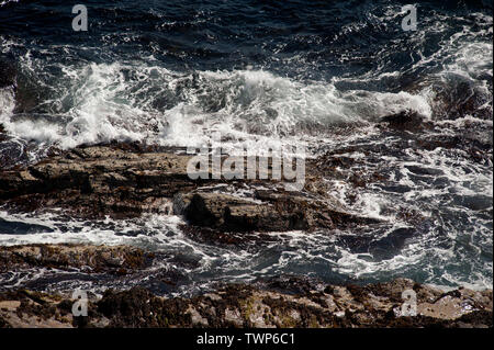 Decimato la parete del porto, PORT ERIN, Isola di Man e Isole britanniche Foto Stock