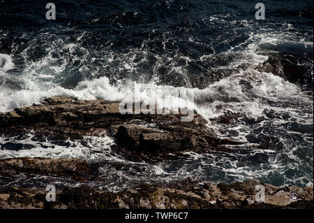 Decimato la parete del porto, PORT ERIN, Isola di Man e Isole britanniche Foto Stock