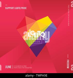 Supporto orgoglio LGBT. Rainbow astratta. Grande cuore colorati. Vettore. Modello per poster, striscioni, card. Illustrazione Vettoriale