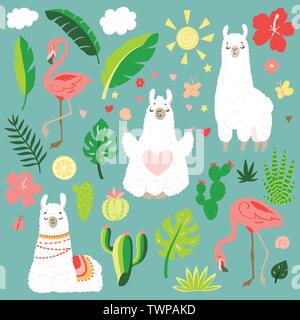 Lama in stile cartoon Illustrazione Vettoriale