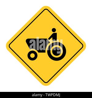 Macchine agricole cartello stradale isolato su sfondo bianco Illustrazione Vettoriale
