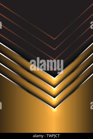 Abstract oro argento nella direzione della freccia sul grigio scuro moderno design futuristico vettore sfondo immagine. Illustrazione Vettoriale