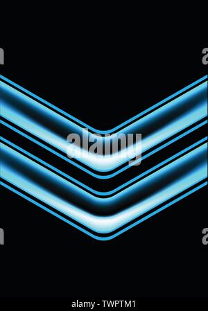 Astratto doppia freccia blu vetro luce su nero disegno moderno futuristico sfondo illustrazione vettoriale. Illustrazione Vettoriale
