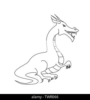 Cartoon dragon, doodle illustrazione Illustrazione Vettoriale