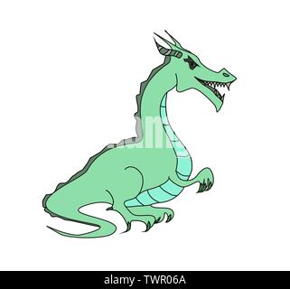 Cartoon dragon, doodle illustrazione Illustrazione Vettoriale