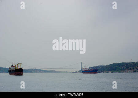 Istanbul, Provincia di Istanbul / Turchia: 19 Aprile, 2016: grandi quantità di merci e navi container passando dal Mediterraneo verso il Mar Nero attraverso il Foto Stock