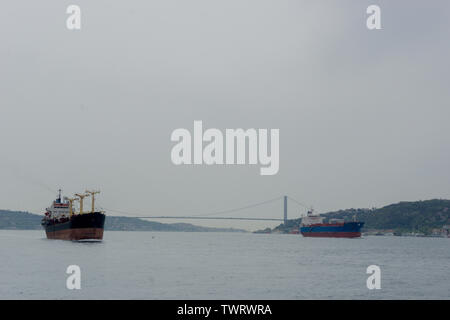 Istanbul, Provincia di Istanbul / Turchia: 19 Aprile, 2016: grandi quantità di merci e navi container passando dal Mediterraneo verso il Mar Nero attraverso il Foto Stock