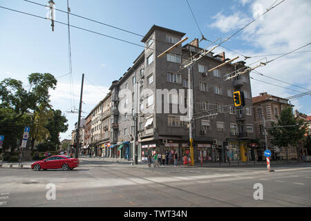 SOFIA, BULGARIA - 22 giugno 2019: Vista di Vasil Levski Boulevard, Sofia, Bulgaria. Sofia è la capitale e la città più grande della Bulgaria. Foto Stock