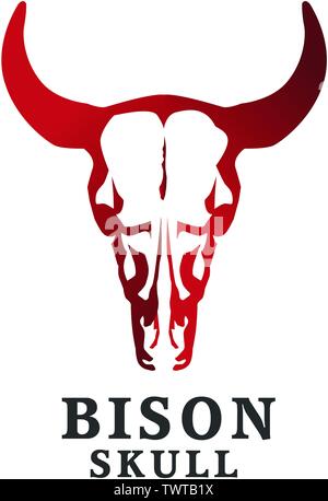 Creative bison skull logo. Buffalo cranio illustrazione vettoriale Illustrazione Vettoriale