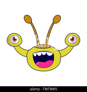 Funny monster con occhi sporgenti personaggio dei fumetti illustrazione vettoriale design Illustrazione Vettoriale