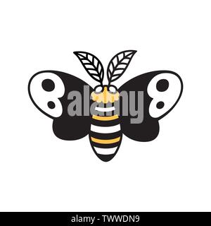 Cartoon moth disegno, semplice e carino notte butterfly scarabocchio. Vettore isolato clip art illustrazione. Illustrazione Vettoriale