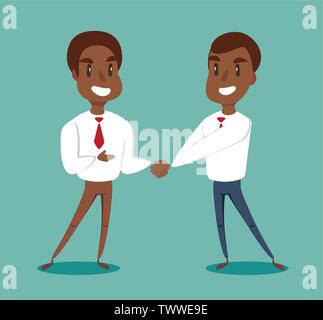 Due neri africani imprenditori americani stringono le mani per sigillare un accordo. Illustrazione Vettoriale