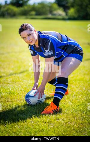 Femmina giocatore di rugby foto Copyright Chris Watt Tel - 07887 554 193 info@chriswatt.com www.chriswatt.com Foto Stock