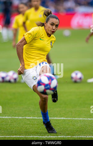 Le Havre, Francia. Il 23 giugno, 2019. Marta do Brasil prima di una partita tra il Brasile e la Francia. La qualificazione della Coppa del Mondo di calcio. La FIFA. Tenuto presso Il Oceane Stadium di Le Havre, Francia. Credito: Foto Arena LTDA/Alamy Live News Foto Stock