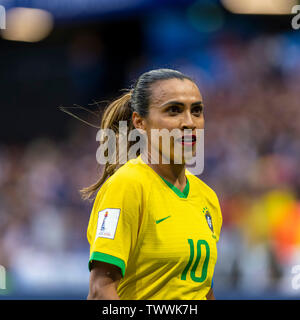 Le Havre, Francia. Il 23 giugno, 2019. Marta do Brasil durante una partita tra il Brasile e la Francia. La qualificazione della Coppa del Mondo di calcio. La FIFA. Tenuto presso Il Oceane Stadium di Le Havre, Francia. Credito: Foto Arena LTDA/Alamy Live News Foto Stock