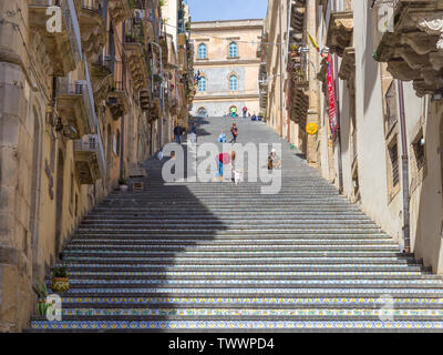 Caltagirone, Italia - 15 Marzo 2018: La Scala Santa Maria Del Monte. Foto Stock