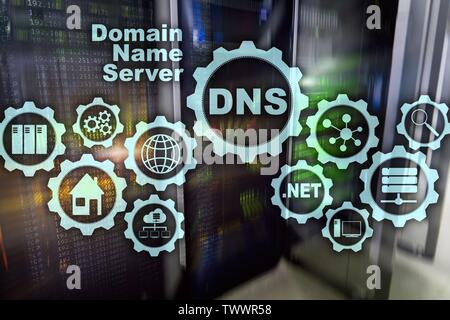 DNS. Domain Name System. Rete di comunicazione web. Internet e la tecnologia digitale di concetto Foto Stock