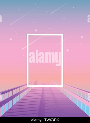 Il telaio alla fine del molo viola modello poster con gradiente di raffreddamento - background moderno Illustrazione Vettoriale