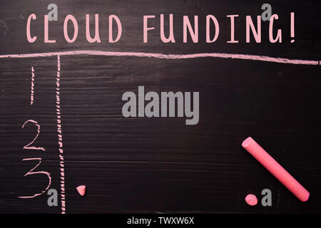 Finanziamento Cloud! Scritto con gesso di colore. Supportato da un servizi aggiuntivi. Concetto di Blackboard Foto Stock