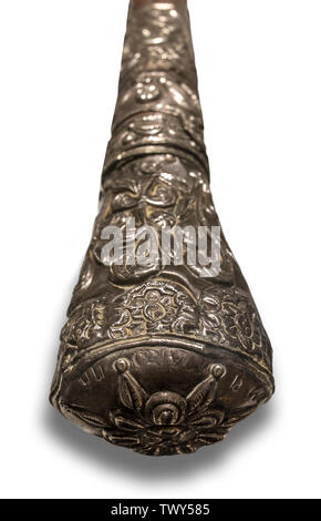 Madrid, Spagna - Settembre 8th, 2018: Viceregno del Perù Baton, fatte di argento e legno. Museo delle Americhe, Madrid, Spagna Foto Stock