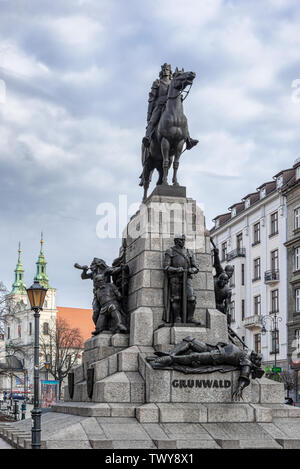 A Cracovia, Polonia - 3 Febbraio 2019: Visualizzazione a Grunwald monumento in Piazza Matejki nella città di Cracovia in Polonia. Foto Stock