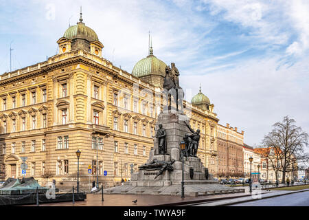 A Cracovia, Polonia - 3 Febbraio 2019: Visualizzazione a Grunwald monumento in Piazza Matejki nella città di Cracovia in Polonia. Foto Stock