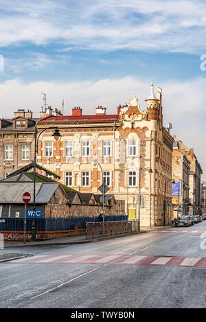 A Cracovia, Polonia - 3 Febbraio 2019: Visualizza in edifici storici nella città vecchia di Cracovia, in Polonia Foto Stock