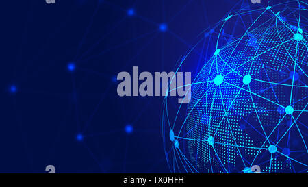 Messa a terra digitale, linea di punto di combinazione, la rete mondiale di tecnologia sfondo astratto Foto Stock