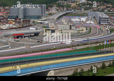 SOCHI, Regione Krasnodar, Russia, Maggio 01, 2017: Vista della Formula 1 brani in Sochi Olympic Park Foto Stock