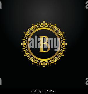 Il logo di lusso, lettera b logo, classico ed elegante design del logo per il settore industriale e commerciale, logo interno,cresta,logo logo decorativo,ornamento logo, spa un Illustrazione Vettoriale