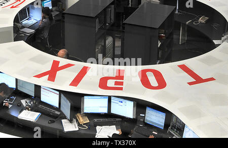 Interno della Borsa di Tokyo, Giappone Foto Stock