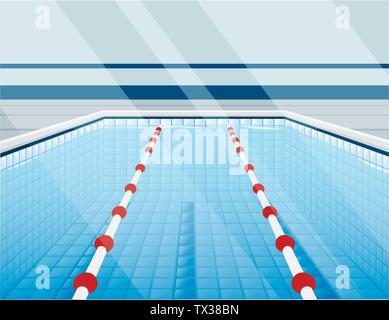 Professional piscina con percorsi per il bagno di immersione e acqua piatta illustrazione vettoriale Illustrazione Vettoriale