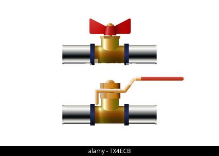 Rubinetto per tubo. Tubo in plastica raccordo. Illustrazione Vettoriale. Illustrazione Vettoriale