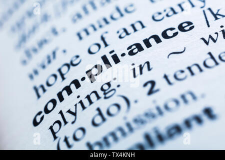 La parola chiave in un dizionario, conformità Foto Stock