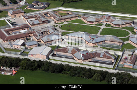 Vista aerea di HMP Lancaster fattorie prigione, Lancashire Foto Stock