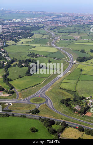 Vista aerea del Lancaster Tangenziale Nord A683, Heysham a M6 link road, Lancashire Foto Stock