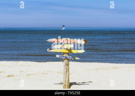 Paesi Bassi, Domburg, spiaggia e segnaletica Foto Stock