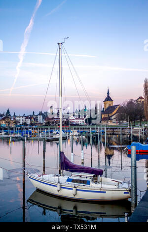 La Svizzera, Arbon, Lago di Costanza, porto in inverno Foto Stock