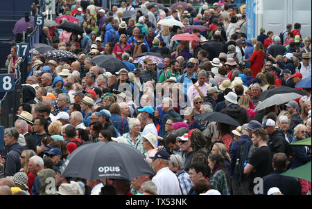 Eastbourne, Regno Unito. 24 giugno 2019 folla di spettatori guardare il gioco durante il giorno tre della natura internazionale della valle in Devonshire Park. Credito: James Boardman / Alamy Live News Foto Stock