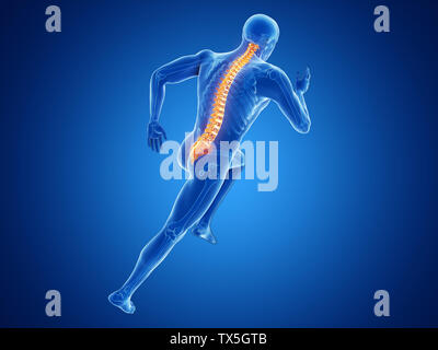 3d reso illustrazione di una colonna vertebrale jogger Foto Stock