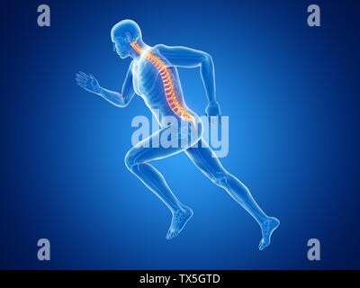 3d reso illustrazione di una colonna vertebrale jogger Foto Stock