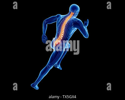 3d reso illustrazione di una colonna vertebrale jogger Foto Stock