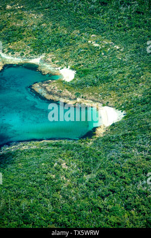 Vista aerea della bella Whitehaven Beach in Isole Whitsunday, Australia Foto Stock