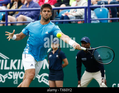 Devonshire Park, Eastbourne, Regno Unito. Il 24 giugno 2019. Natura Valle Torneo Internazionale di Tennis; Fernando Verdasco (ESP) svolge un diretti girato nel suo match contro John Millman (AUS) Credito: Azione Sport Plus/Alamy Live News Foto Stock